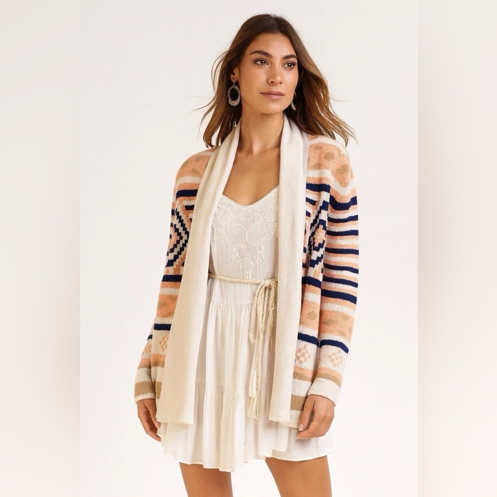 Sloane Rouge Womens‎ M Knit Southwest Aztec Multicolor Long Sleeve Cardigan